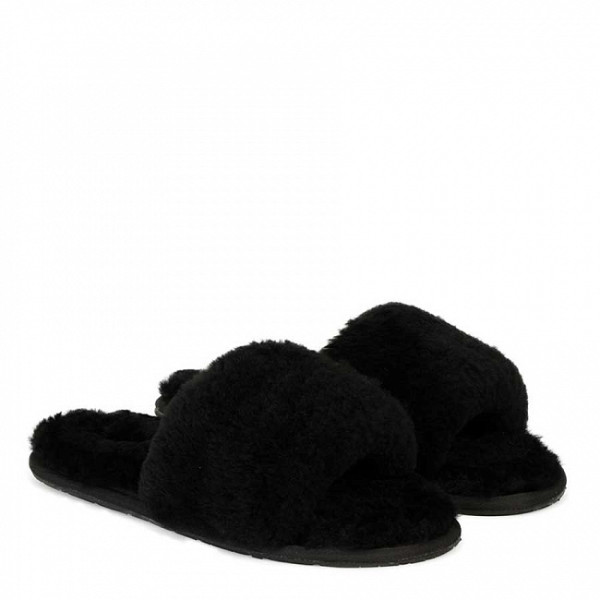 Fluff Slide Slippers Black