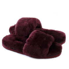 Fluff Slide Slippers Dark Purple