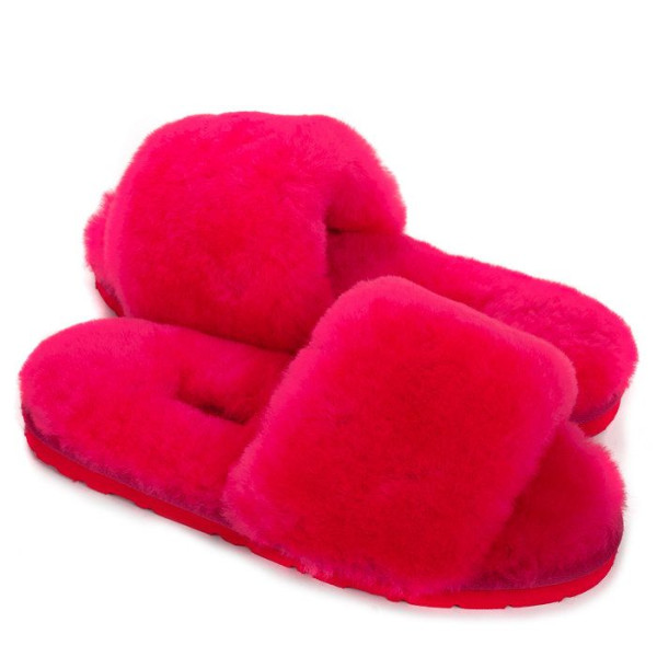 Fluff Slide Slippers Rose Red