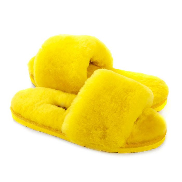 Fluff Slide Slippers Yellow