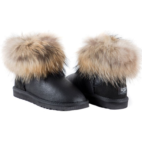 Fox Fur Mini Metallic Black