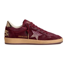 Golden Goose Ball Star Velvet Ruby Red with Silver Star and Heel Tab
