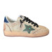 Golden Goose Ball Star in Aged Nappa with Green Leather Star and Blue Heel Tab
