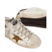 Golden Goose Superstar Gold Glitter Star and Black Glitter Heel Tab