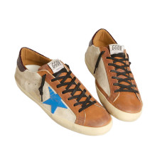 Golden Goose Superstar LTD Light Blue Star and Crocodile Heel Tab