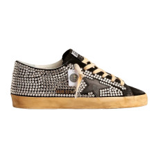 Golden Goose Superstar LTD with Swarovski Crystals and Black Leather Star