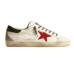 Golden Goose Superstar Red Suede Star and Green Leather Heel Tab