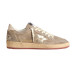 Golden Goose Ball Star Beige Suede with Gold metallic leather star and Bead lettering