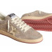 Golden Goose Ball Star Beige Suede with Gold metallic leather star and Bead lettering