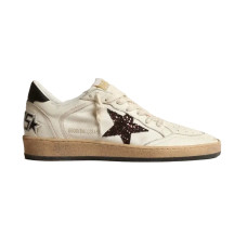 Golden Goose Ball Star Chicory-Coffee Glitter Star and Black Leather Heel Tab