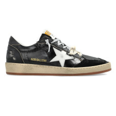 Golden Goose Ball Star in Black Nappa with White Leather Star and Heel Tab
