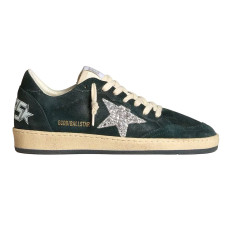 Golden Goose Ball Star in Green suede with Silver glitter star