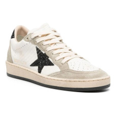 Golden Goose Ball Star in Nappa and Suede with Black Glitter Star and Heel Tab