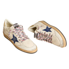 Golden Goose BallStar in Nappa with Blue Star and Platinum Heel Tab
