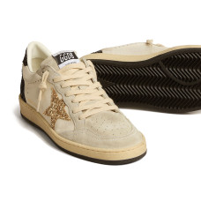 Golden Goose Ball Star in Nappa with Gold Glitter Star and Black Heel Tab