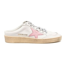 Golden Goose Ball Star Sabot in White Nappa with Old Rose Leather Star