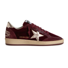 Golden Goose Ball Star Velvet Ruby Red with Silver Star and Heel Tab