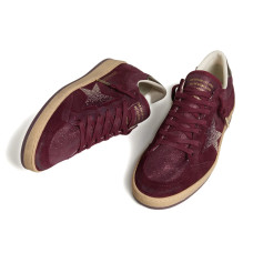 Golden Goose Ball Star Velvet Ruby Red with Silver Star and Heel Tab