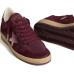 Golden Goose Ball Star Velvet Ruby Red with Silver Star and Heel Tab