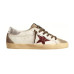 Golden Goose Superstar Burgundy Glitter Star and Silver Heel Tab