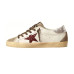 Golden Goose Superstar Burgundy Glitter Star and Silver Heel Tab