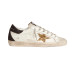 Golden Goose Superstar Gold Glitter Star and Black Glitter Heel Tab