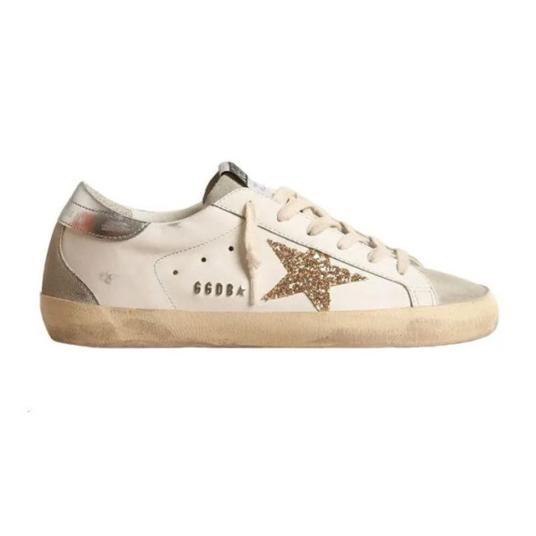 Golden Goose Superstar Gold Glitter Star Ice Grey Suede Inserts