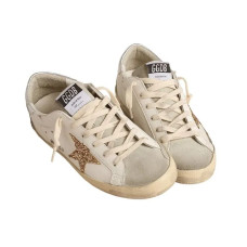 Golden Goose Superstar Gold Glitter Star Ice Grey Suede Inserts