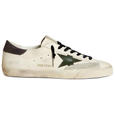 Golden Goose Superstar Green Leather Star and Grey Leather Heel Tab
