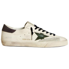 Golden Goose Superstar Green Leather Star and Grey Leather Heel Tab