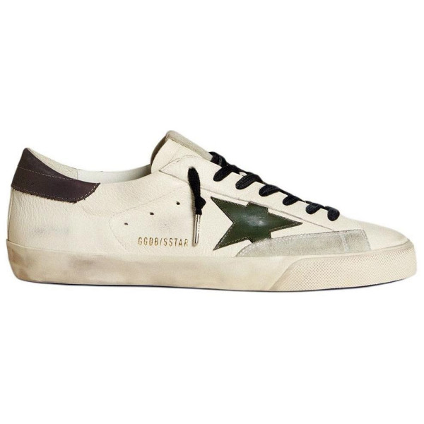 Golden Goose Superstar Green Leather Star and Grey Leather Heel Tab