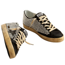 Golden Goose Superstar LTD with Swarovski Crystals and Black Leather Star