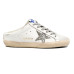Golden Goose Superstar Sabot with Platinum Glitter Star and Suede Tongue