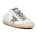 Golden Goose Superstar Sabot with Platinum Glitter Star and Suede Tongue