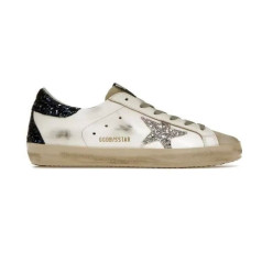 Golden Goose Superstar Silver Star and Brown Glitter Heel Tab