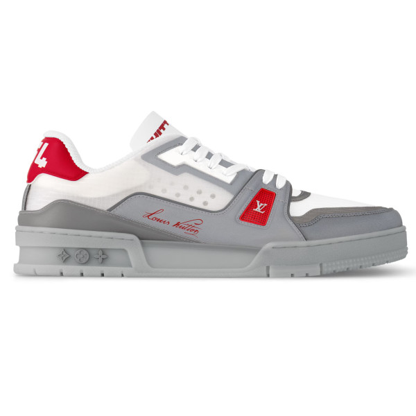 Louis Vuitton Trainer Low Grey Red