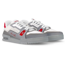 Louis Vuitton Trainer Low Grey Red