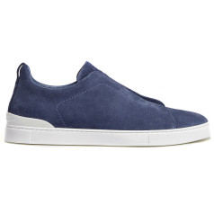 Zegna Triple Stitch Suede Blue