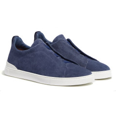Zegna Triple Stitch Suede Blue