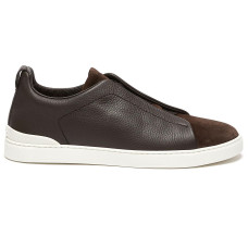 Zegna Triple Stitch Leather and Suede Brown