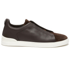 Zegna Triple Stitch Leather and Suede Brown