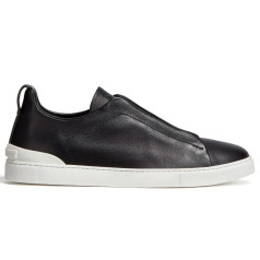 Zegna Triple Stitch Leather Black
