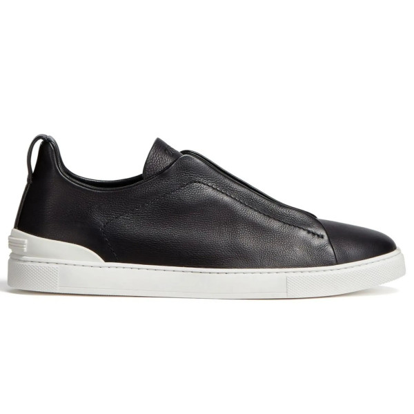 Zegna Triple Stitch Leather Black