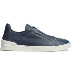 Zegna Triple Stitch Leather Blue