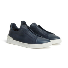 Zegna Triple Stitch Leather Blue