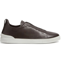 Zegna Triple Stitch Leather Brown