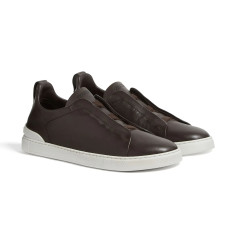 Zegna Triple Stitch Leather Brown