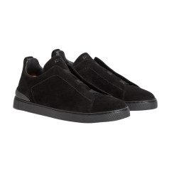 Zegna Triple Stitch Suede Black