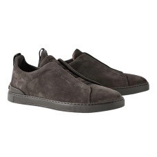 Zegna Triple Stitch Suede Dark Brown